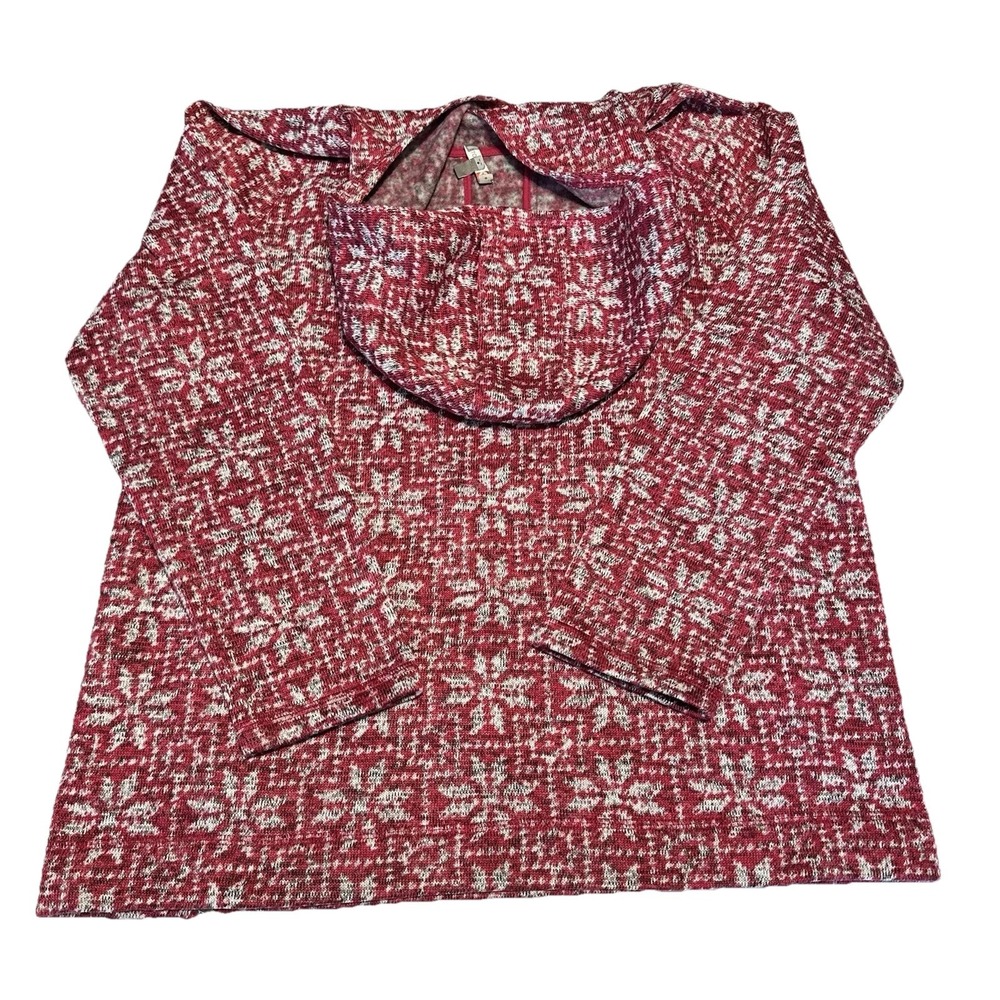 Talbots Womens Hoodie Large Magenta Hooded Fleece Sweatshirt Long Sleeve - Picture 9 of 10